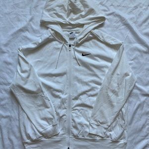 White Nike Zip Up Hoodie! Embroidered Logo! Size M Oversized! In great condition